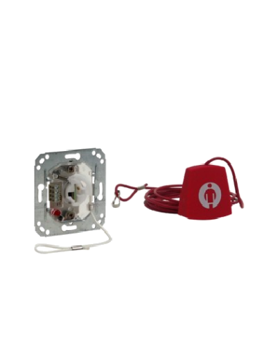 AR00140-70045A3 -  Tirette d'appel à contact à ouverture cordon PVC 2m avec cloche rouge - 1 voyant de tranquilisation rouge