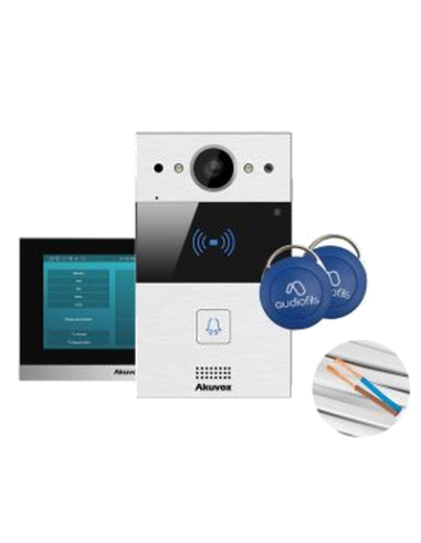 NEPTUNE-2       PACK VILLA 2 FILS SIP R20A-2 + UN MONITEUR 7' C313W-2, ALIMDIN48-AKX, 2 BADGES