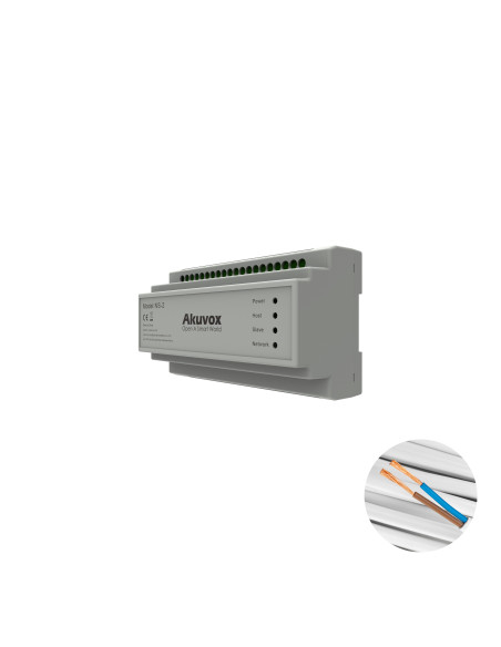 NS-2  REPARTITEUR 2 FILS 6 VOIES PORTIERS AKUVOX. PREVOIR ALIM 48VDC/1.25A.