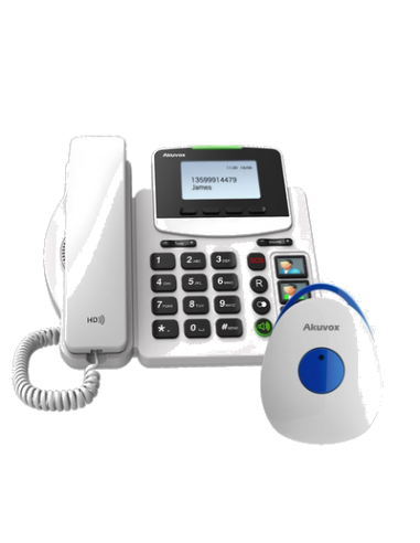 HCP-R15P(869)  TERMINAL TELEPHONE IP SENIOR AVEC GROSSE TOUCHE ET MEDAILLON SOS - POE. FOURNIT SANS ALIMENTATION.