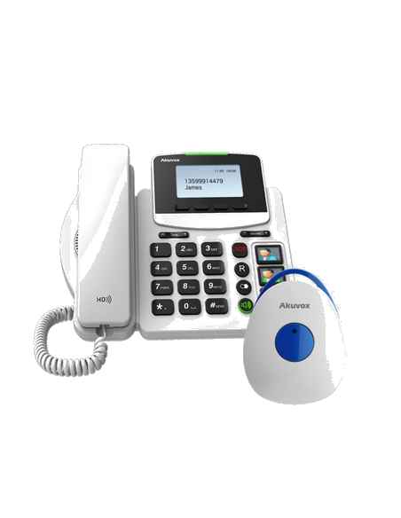HCP-R15P(869)  TERMINAL TELEPHONE IP SENIOR AVEC GROSSE TOUCHE ET MEDAILLON SOS - POE. FOURNIT SANS ALIMENTATION.