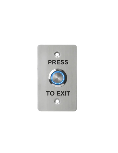 BP-E07-50  BOUTON DE SORTIE "PORTE" AVEC LED SUR PLAQUE INOX 50  ( lot de 5 )