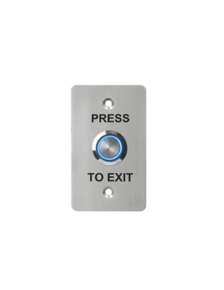 BP-E07-50  BOUTON DE SORTIE "PORTE" AVEC LED SUR PLAQUE INOX 50  ( lot de 5 )