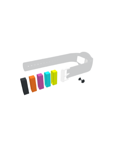 660425 Kit de 4 bagues couleurs + clip de verrouillage pour bracelet médaillon d'appel.