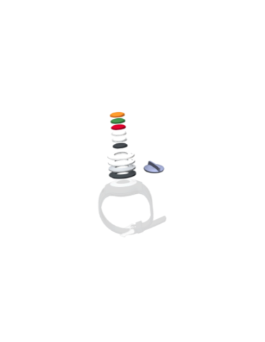 660422 Kit customisation médaillon d'appel incluant 4 bagues de couleurs + 6 boutons de couleurs différents